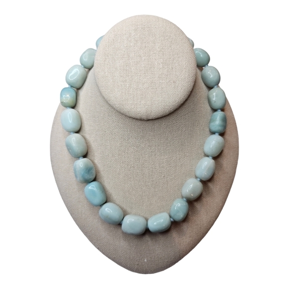 Gold Stone Jewelers Semi-precious Blue Chalcedony Necklace Sterling Silv… - Picture 1 of 6